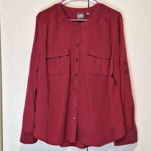 SOHO NY&C Burgundy Blouse Button Down Long Sleeve Size XL New with Tags